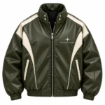 Protocol Index Apex Racing Leather Jacket | Olive Green